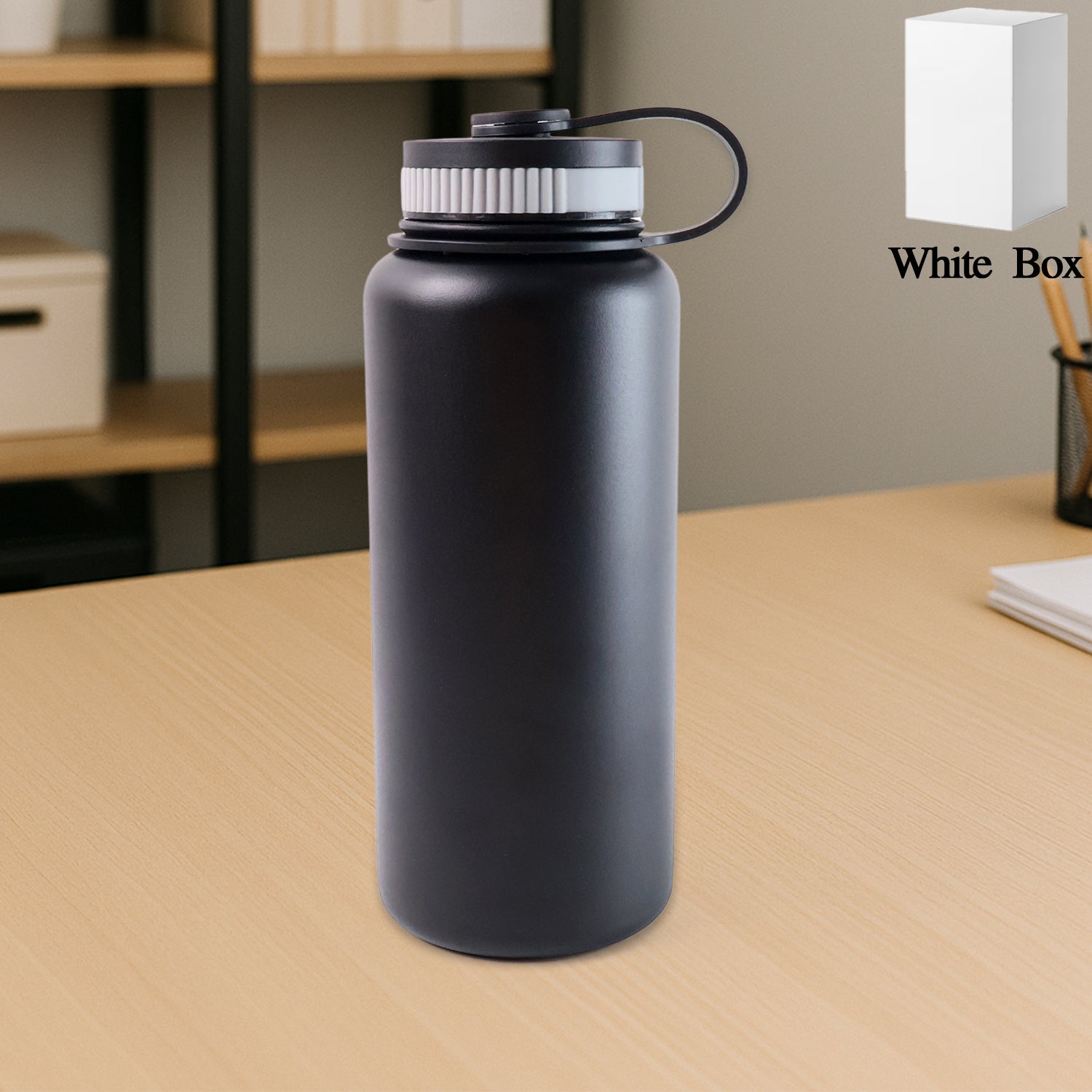Black Stainless Steel Double Wall Vacuum-insulated Drink Water Bottle (1000 Ml) Black Stainless Steel Double Wall Vacuum-insulated Drink Water Bottle (1000 Ml)